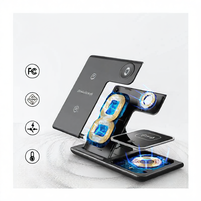 Three-in-One Wireless Charging Stand for Phone Earphones Watch