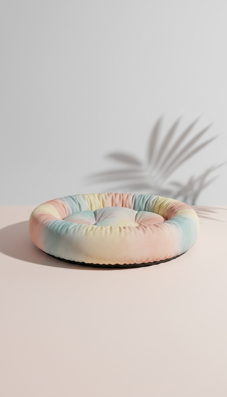 Cama para mascota en felpa pastel