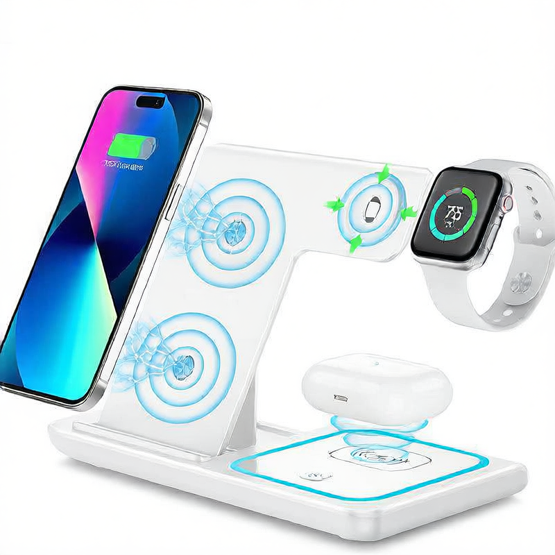 Three-in-One Wireless Charging Stand for Phone Earphones Watch